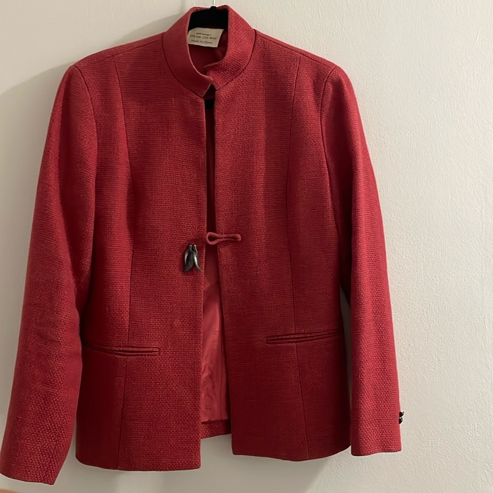 Earth speaks organic blazer red yak wool hemp blend size 8